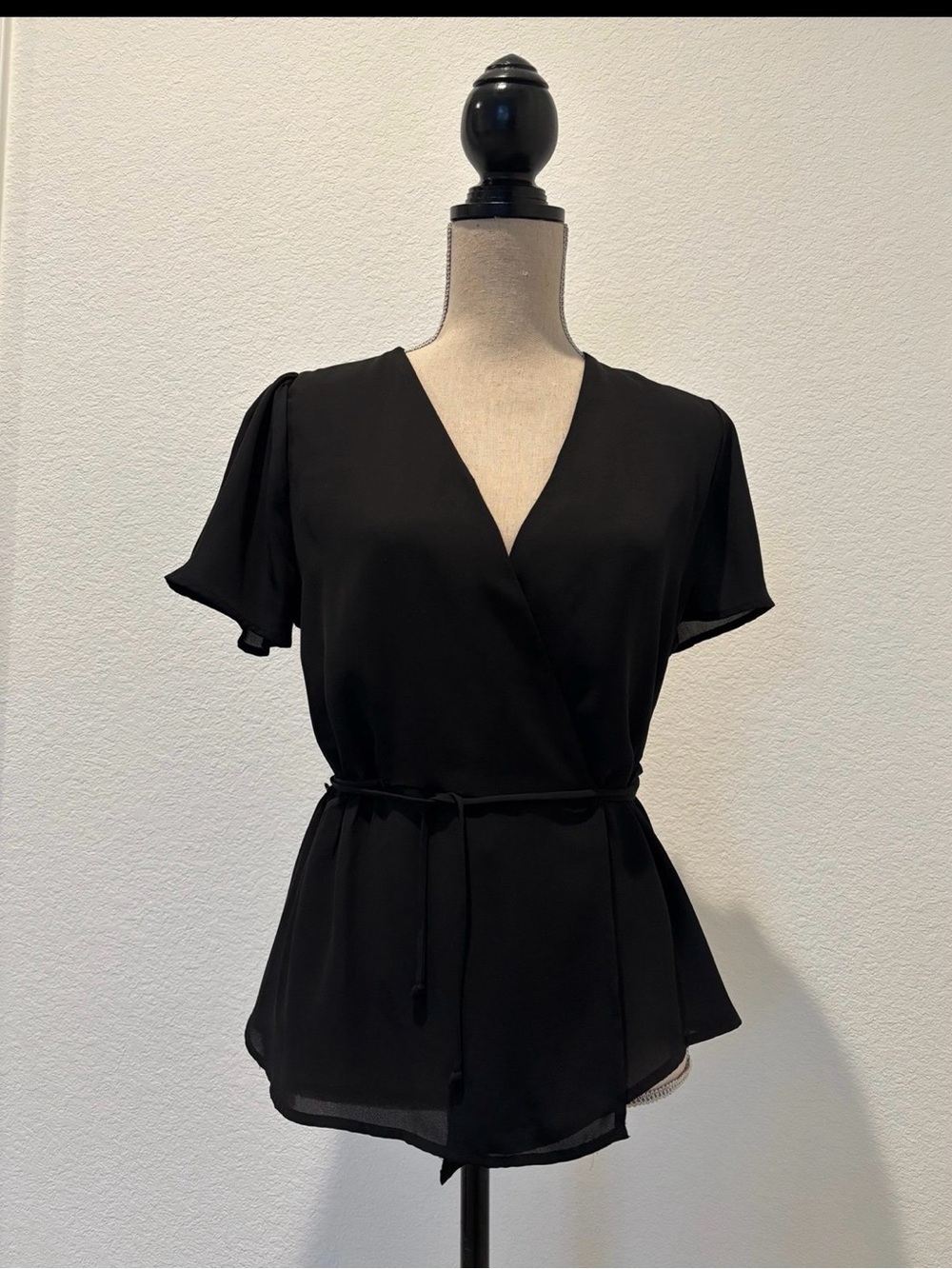 Lily White Black Wrap Blouse